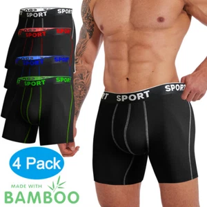 Men's Boxer Briefs 4-Pack Sports Total Support Pouch Trunks Comfort Flex Waist  - Picture 1 of 15