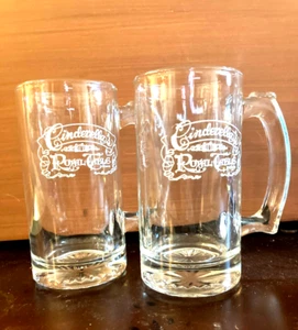 Disney World Pair (2) Cinderella's Royal Table vintage crystal Stein Glass Exc - Picture 1 of 7