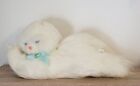 Beautiful Stuffed White Cat Long Hair 45cm Vintage Old Stock