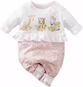 3-6 Mos Giraffe + Zebra mit Blumenmuster Langarm Baby Mädchen Kleidung Pullover - Bild 1 von 12