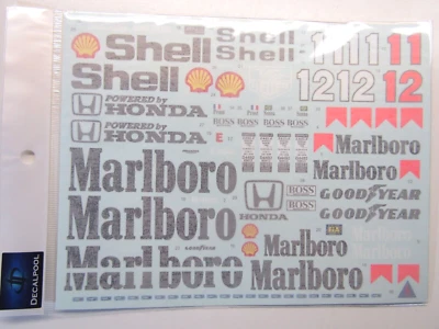 Decalpool 1/8 McLaren MP4/4 Full Sponsor Decal Sheet suit De Agostini kit DP316 - Image 1 of 2