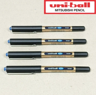 4 x Uni-ball Eye Pigment Ink Roller Ball Pen Blue 1.0mm Broad UB-150 - image 1 of 4