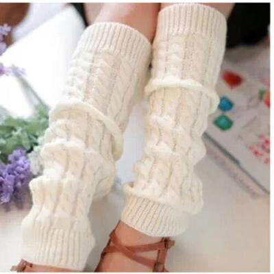 Women Crochet Knit Ribbed Leg Warmers Solid Knee High Winter Boot Wool Sock Long - Image 1 of 4