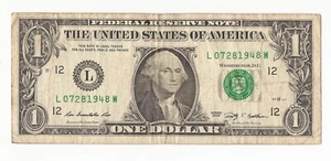 $1 Dollar Bill, Fancy Serial Number #07281948 Series 2009, Birthday - Picture 1 of 2