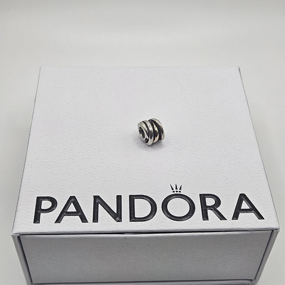 Genuine Pandora Gold Two Tone Woven Ring Cluster Charm ALE 925 #790153 - Image 1 of 3