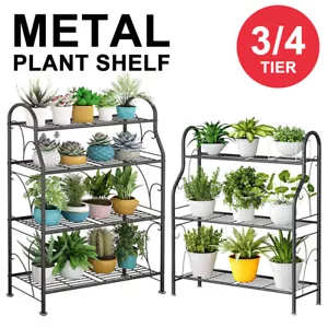 Plant Stand 3/4 Tier Metal Coner Plant Shelf Multiple Flower Holder Rack Storage - Picture 1 of 13