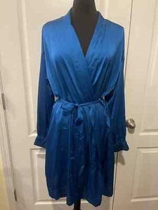 NWT Stars Above Women's Blue Satin Robe - Picture 1 of 12
