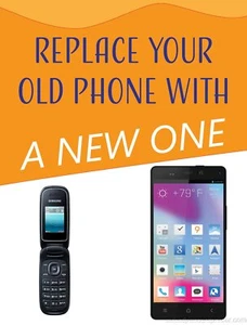 Replace Your Old Phone With A New One | Retail Window Display Sign | 18"W x 24"H - Picture 1 of 4