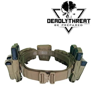 Desert Fox Heavy Duty War Battle Tactical Belt With Pouches Molle Webbing - Picture 1 of 6