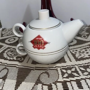 Rara tetera Tiffany & Co. en taza de té Lipton Calab 100 años aniversario de colección 1990 - Imagen 1 de 7