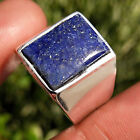 Solid 925 Sterling Silver Natural Lapis Lazuli Gemstone Christmas Gift Mens Ring