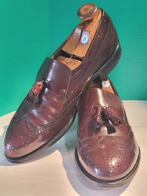 Stafford Slip On Dress Shoe Tassel Wing Tip Burgundy All Leather Mens 10-1/2 D👍 - Image 1 of 4