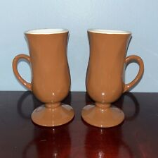 2 Pair Vintage Hall Pottery Brown Pedestal Espresso Turkish Coffee Mug 4 oz