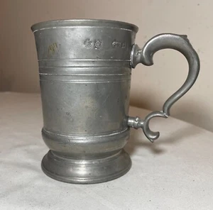 rare antique 18th century handmade pewter beer mug stein early touch mark 1700's - Picture 1 of 10