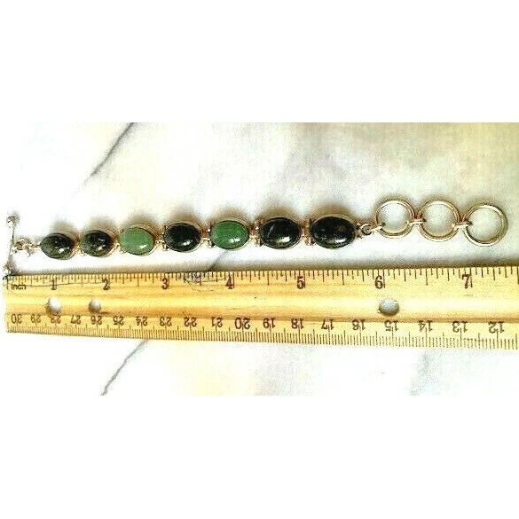 925 Пробы и 2-тонный зеленый нефрит Taggle браслет небо - Изображение 1 из 4