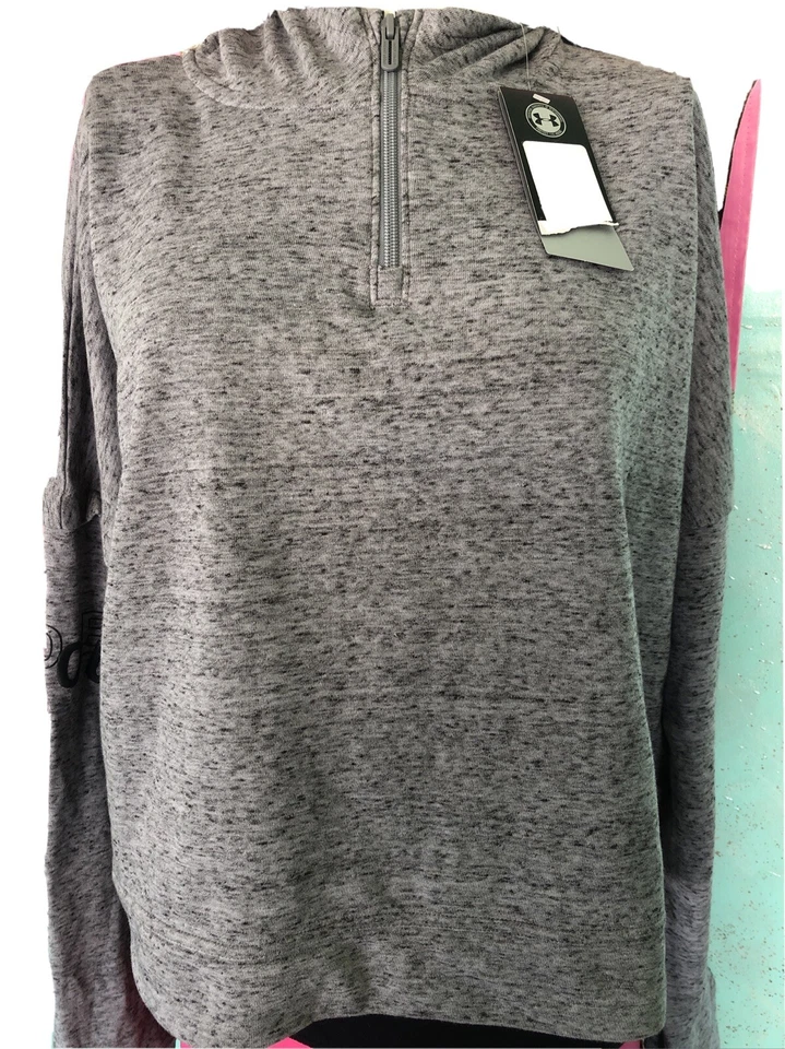 Under Armour Womens UA Rival Terry 1/2 Zip Cropped Hoodie 1351806 Size L