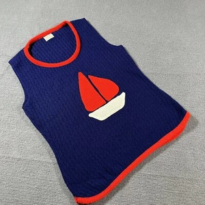 Orlon Acrylic Vintage 60s 70s Sailboat Knit Pullover Sweater Womens Small S - Picture 1 of 8