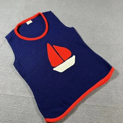 Orlon Acrylic Vintage 60s 70s Sailboat Knit Pullover Sweater Womens Small S - Image 1 of 4