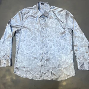 COOFANDY Men's Luxury Silver Metallic Floral Button Down Shirt - Large - Picture 1 of 8