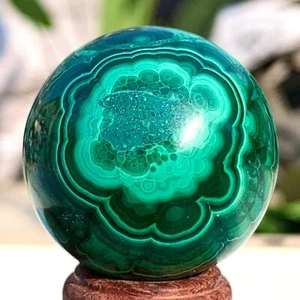 83G Boule de Malachite Naturelle Brillante Transparente Grappe Échantillon Minéral Brut - Photo 1/24