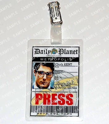 Superman Clark Kent Pass Daily Planet Cosplay Prop Costume Comic Con Halloween