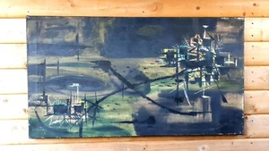 Ibiza mid century wall art 1956 William Newcombe original abstract oil painting - Picture 1 of 6