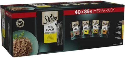 40 x 85g Sheba Fine Flakes in Jelly – Poultry Collection Wet cat food pouches