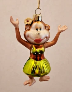 The Bridge Collection 4" Monkey Hula Hawaiian Beach Christmas Ornament - Picture 1 of 8