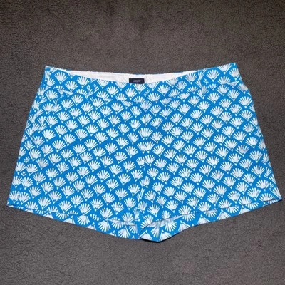 Shorts chino feminino J Crew tamanho 12 3,5” ventilador estampa por toda parte clássico azul branco - Imagem 1 de 4