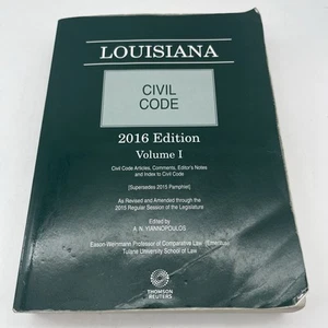 Louisiana Civil Code - 2016 Edition- Volume 1 (PB, 2016) Thomson West - Picture 1 of 9