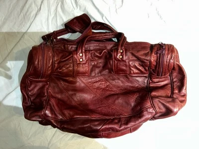 Bolsa de viagem vintage de couro genuíno Borgonha 23 pol. - Imagem 1 de 4