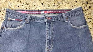 Vintage Tommy Hilfiger Herren Jeans 38x32 rot Taschen Flagge Gürtelschlaufe Gesäßtasche - Bild 1 von 9