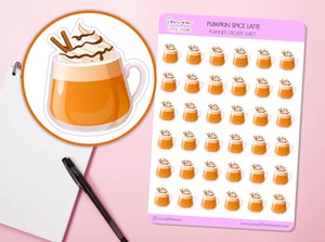 Pumpkin Spice Latte Planner Stickers | Autumn Cosy Coffee Mug Latte Journal - Picture 1 of 2