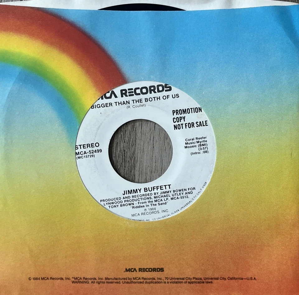 Jimmy Buffett – Bigger Than The Both Of Us / Come To The Moon 1984 PROMO 45 rpm Foto 1 de 4