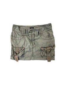 Y2K American Eagle khaki Cargo Green Mini skirt Size 0 Cargo Pockets Low Rise - Picture 1 of 8