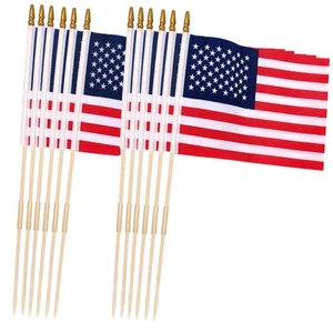 US Flag 8 X12 Inch American Flag Lawn Flags Handheld American Stick 12 Pcs - Picture 1 of 7