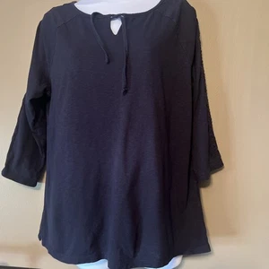 Talbots Damen 3/4 Arm Shirt. dunkelblau. Große P. V Ausschnitt - Bild 1 von 7