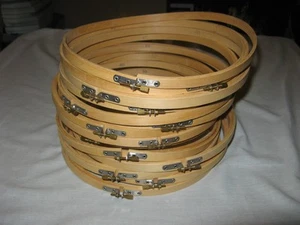 Lot of 14 Wooden Round 10" Inch Hoops Cross Stitch Embroidery Needlepoint Screw - Picture 1 of 4