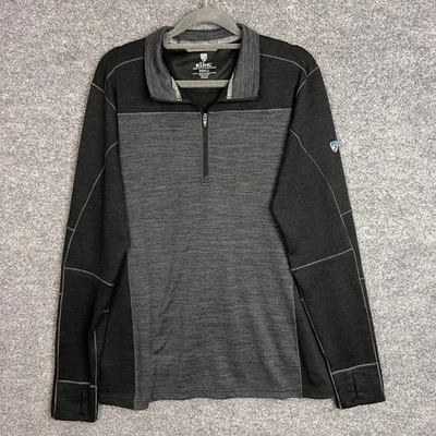 KUHL мужской четверть молнии пуловер рубашка с длинным рукавом серый черный маленький - Изображение 1 из 4