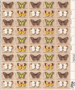 Estampilla de Estados Unidos - Mariposas 13c 1977 - Hoja de 50 estampillas - Scott #1712-5 - Imagen 1 de 1