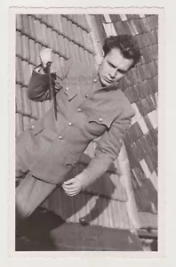 Affectionate Handsome Young Man with Bayonet in Hand Unusual Snapshot Gay Int - Picture 1 of 7
