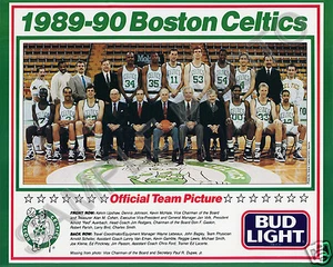 Foto 8x10 del equipo de baloncesto Boston Celtics 1989-90 Bird Mchale Parish - Imagen 1 de 1