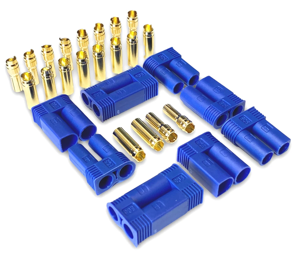 ✅ EC5 5mm 2Pin Hochstrom Stecker Buchse Goldstecker 1 2 3 4 5 10 Paar 50A Lipo ✅ - Bild 1 von 4