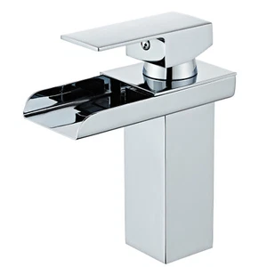 7" Waterfall Bathroom Sink Faucet Chrome Lavatory Mixer Taps - Bild 1 von 7