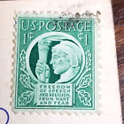 Zielony 1 cent Statua Wolności 1943 znaczek