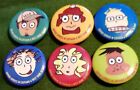 Lot Of Six Small 1" Pinback Kids Cartoon Buttons