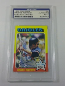 Brooks Robinson 1975 Topps Mini #50 certificado PSA/ADN auténtico automático firmado a mano - Imagen 1 de 3