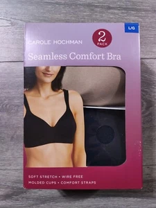 Carole Hochman Bras Adult Large 2-Pack Seamless Comfort Black Beige Womens - Picture 1 of 4