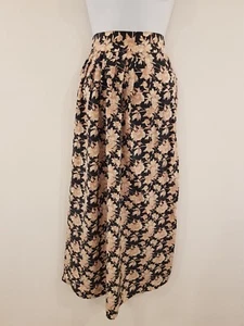 Vintage Skirt Silk Black Floral Smart Size 14 Midi Retro Pleated Jones New York - Picture 1 of 14