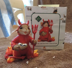 NIB Enesco Charming Tails "YOU'RE MY LITTLE DEVIL WITH A HEART OF GOLD" FIGURINE - Picture 1 of 1